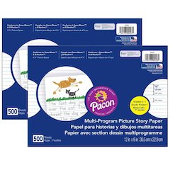 Multi-Program Picture Story Paper, 5/8" Ruled, 500 Sheets Per Pack, 2 Packs