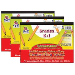 Multi-Sensory Raised Ruled Tablet, Tape Bound, 40 Sheets, Pack of 3