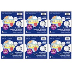 Sketch Book, White, 9" x 9", 40 Sheets, Pack of 6