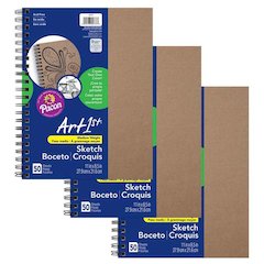 Create Your Own Cover Sketch Diary, Natural Chip Cover, 50 Sheets, Pack of 3