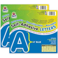 Self-Adhesive Letters, Blue, Puffy Font, 4", 78 Characters Per Pack, 2 Packs