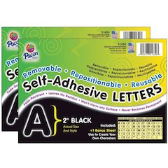 Self-Adhesive Letters, Black, Puffy Font, 2", 159 Characters Per Pack, 2 Packs