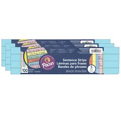 Sentence Strips, 5 1-1/2" Ruled, 3" x 24", 100 Strips Per Pack, 3 Packs