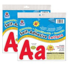 Self-Adhesive Letters, Red, Cheery Font, 4", 154 Per Pack, 2 Packs