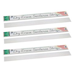Dry Erase Sentence Strips, White, 3" x 24", 30 Per Pack, 3 Packs