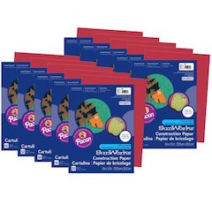Construction Paper, Red, 9" x 12", 50 Sheets Per Pack, 10 Packs