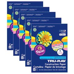 Construction Paper, 5 Assorted Hot Colors, 9" x 12", 50 Sheets Per Pack, 5 Packs