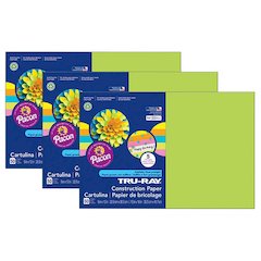 Construction Paper, 5 Assorted Hot Colors, 50 Sheets Per Pack, 3 Packs