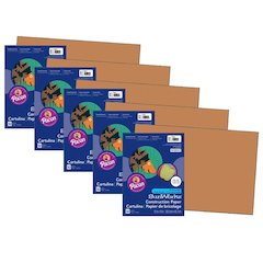 Construction Paper, Brown, 12" x 18", 50 Sheets Per Pack, 5 Packs