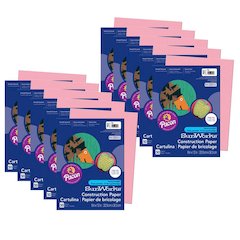 Construction Paper, Pink, 9" x 12", 50 Sheets Per Pack, 10 Packs