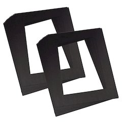 Pre-Cut Mat Frames, 8" x 10.75" Window, Black, 12 Per Pack, 2 Packs