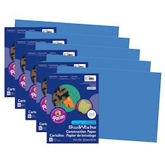 Construction Paper, Blue, 12" x 18", 50 Sheets Per Pack, 5 Packs