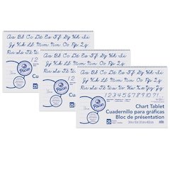 Chart Tablet, Cursive Cover, 1" Ruled, 25 Sheets Per Tablet, 3 Tablets