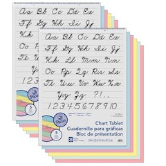 Colored Paper Chart Tablet, Cursive Cover, 25 Sheets, Pack of 2
