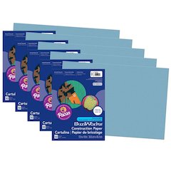 Construction Paper, Sky Blue, 12" x 18", 50 Sheets Per Pack, 5 Packs