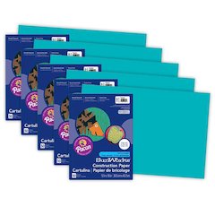 Construction Paper, Turquoise, 12" x 18", 50 Sheets Per Pack, 5 Packs