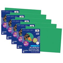 Construction Paper, Holiday Green, 12" x 18", 50 Sheets Per Pack, 5 Packs