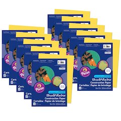 Construction Paper, Yellow, 9" x 12", 50 Sheets Per Pack, 10 Packs