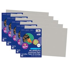 Construction Paper, Gray, 12" x 18", 50 Sheets Per Pack, 5 Packs