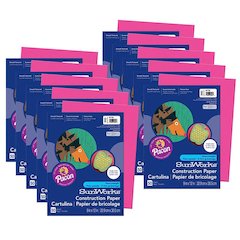 Construction Paper, Hot Pink, 9" x 12", 50 Sheets Per Pack, 10 Packs