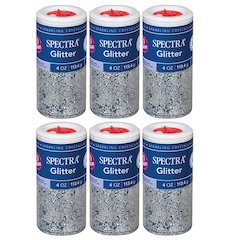 Glitter, Silver, 4 oz. Per Jar, 6 Jars