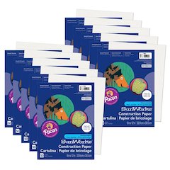 Construction Paper, White, 9" x 12", 50 Sheets Per Pack, 10 Packs