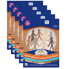 Shades of Me Construction Paper, 9" x 12", 50 Sheets Per Pack, 5 Packs