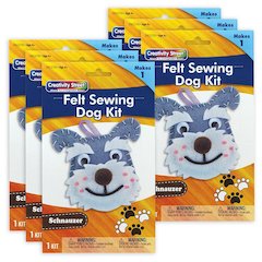 Felt Sewing Dog Kit, Schnauzer, 4.25" x 6.5" x 1", 6 Kits
