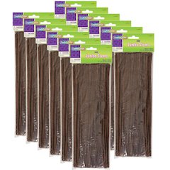 Jumbo Stems, Brown, 12" x 6 mm, 100 Per Pack, 12 Packs