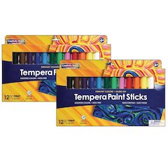 Glide-On Tempera Paint Sticks, 12 5 grams, 12 Per Pack, 2 Packs