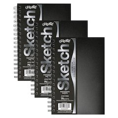 Poly Cover Sketch Book, Heavyweight, 9" x 6", 75 Sheets, Pack of 3
