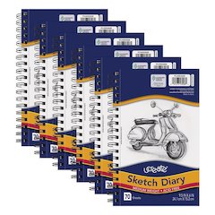 Sketch Diary, Medium Weight, 9-1/2" x 6", 70 Sheets, Pack of 6