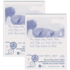 Picture Story Chart Tablet, White, Ruled Short, 25 Sheets Per Pack, 2 Packs