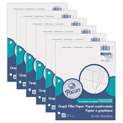 Graphing Paper 3-Hole Punched, 1/4" Quadrille Ruled, 80 Sheets Per Pack, 6 Packs