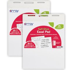 Easel Pad, Self-Adhesive, White, Self-Adhesive, 20" x 23", 25 Sheets, Pack of 2