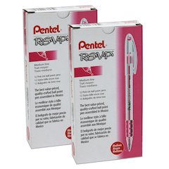 R.S.V.P. Ballpoint Pen, Medium Point, Pink, Pack of 24