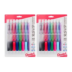 R.S.V.P. Super RT Retractable Ballpoint Pen, Assorted, 8 Per Pack, 2 Packs