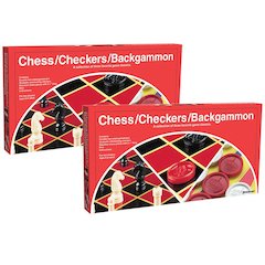 Chess/Checkers/Backgammon Board Game, Pack of 2