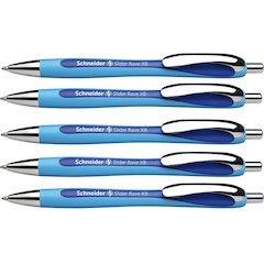 Rave Retractable Ballpoint Pen, ViscoGlide Ink, 1.4 mm, Blue, Pack of 5