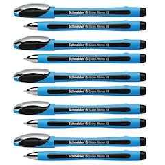 Slider Memo Ballpoint Pen, Viscoglide Ink, 1.4 mm, Black, Pack of 10