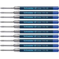 Slider 755 XB Ballpoint Pen Refill, Viscoglide Ink, Blue, Pack of 10