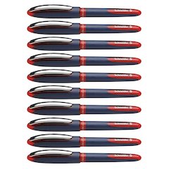 One Business Rollerball Pens, 0.6mm, Red, Pack of 10