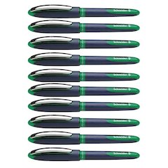 One Business Rollerball Pens, 0.6mm, Green, Pack of 10