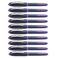 One Business Rollerball Pens, 0.6mm, Violet, Pack of 10