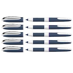 One Change Refillable Rollerball Pens, 0.6 mm, Violet, Pack of 5