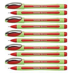 Xpress Fineliner Pen, Fiber Tip, 0.8 mm, Red, Pack of 10