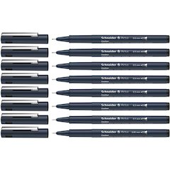 Pictus Fineliners, Wallet, 8 Pieces, Black Ink, Assorted Sizes