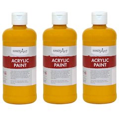 Acrylic Paint 16 oz, Deep Yellow, Pack of 3