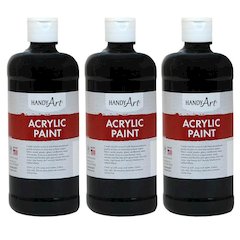 Acrylic Paint 16 oz, Mars Black, Pack of 3