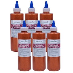 Washable Glitter Glue, 8 oz., Orange, Pack of 6